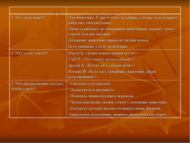 Проект для подготовительной группы "Домашние животные"