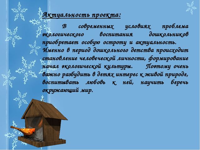 Презентация Проекта "Зимующие птицы"