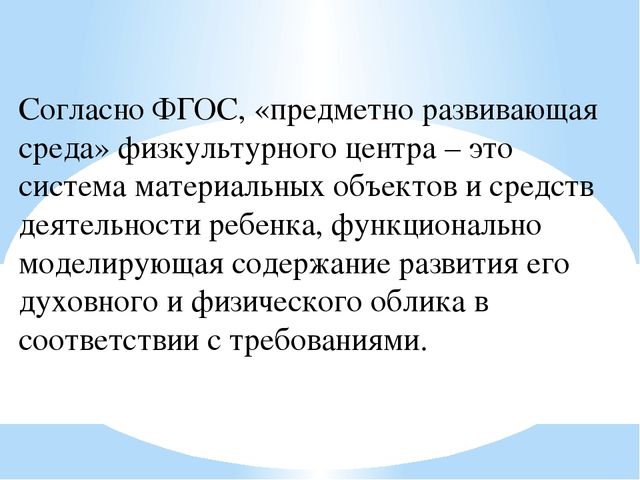 Организация предметно-развивающей среды по «Физическому воспитанию» в ДОУ.